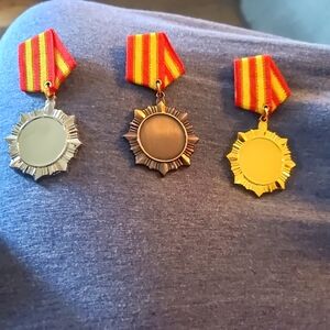 Trio of Medals with Striped Ribbons